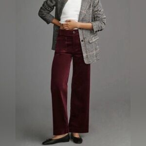 Anthropologie Maeve Colette Corduroy Full-Length Wide-Leg Pants Magenta 20W